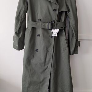 Uniqlo Green Double-Breasted Trench Coat